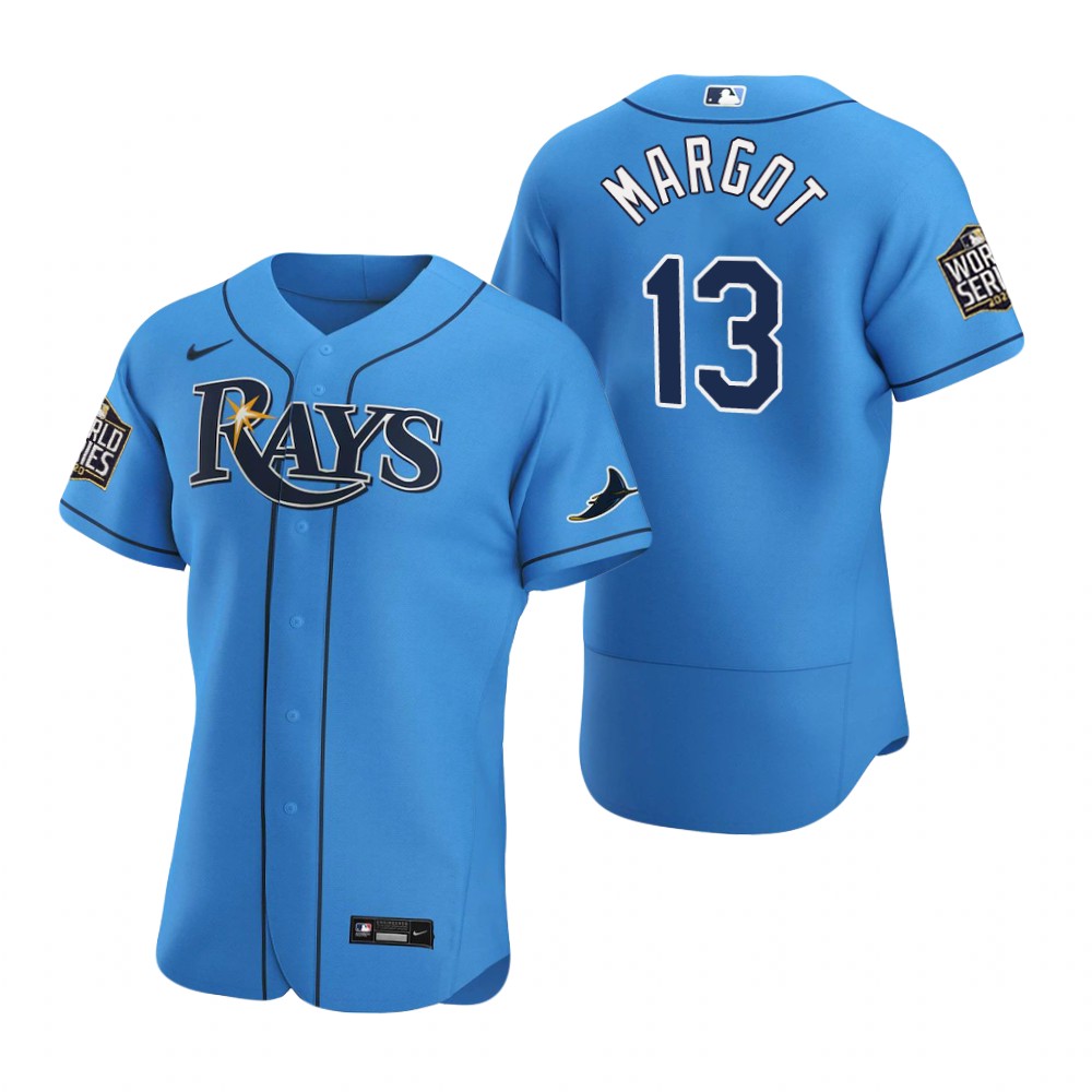 Men's Tampa Bay Rays #13 Manuel Margot Nike Light Blue Alternate Flex Base Baseball Jersey