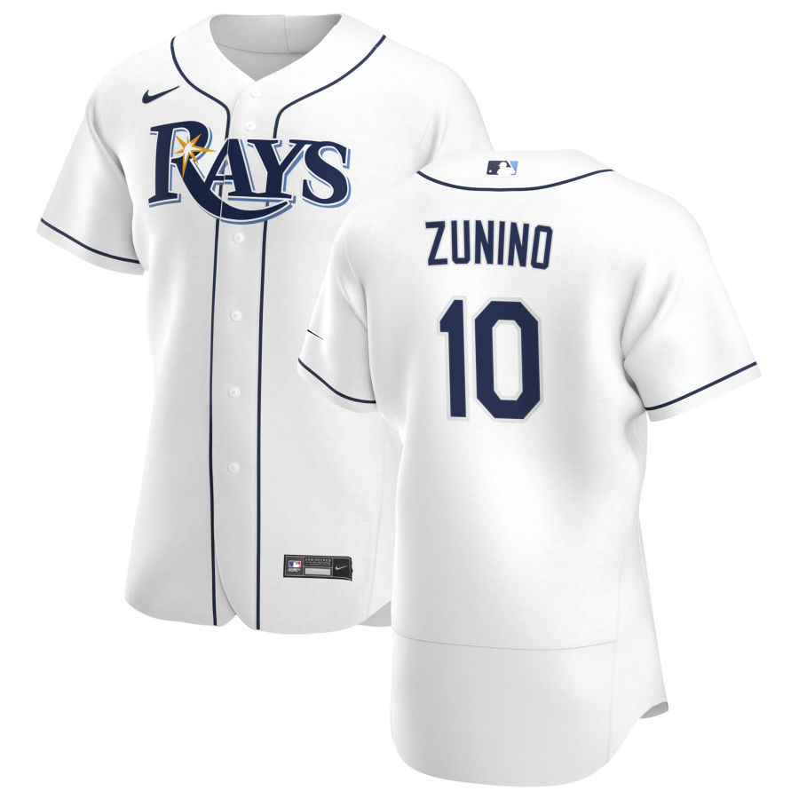 Men's Tampa Bay Rays #10 Mike Zunino Nike White Home FlexBase Baseball Jersey