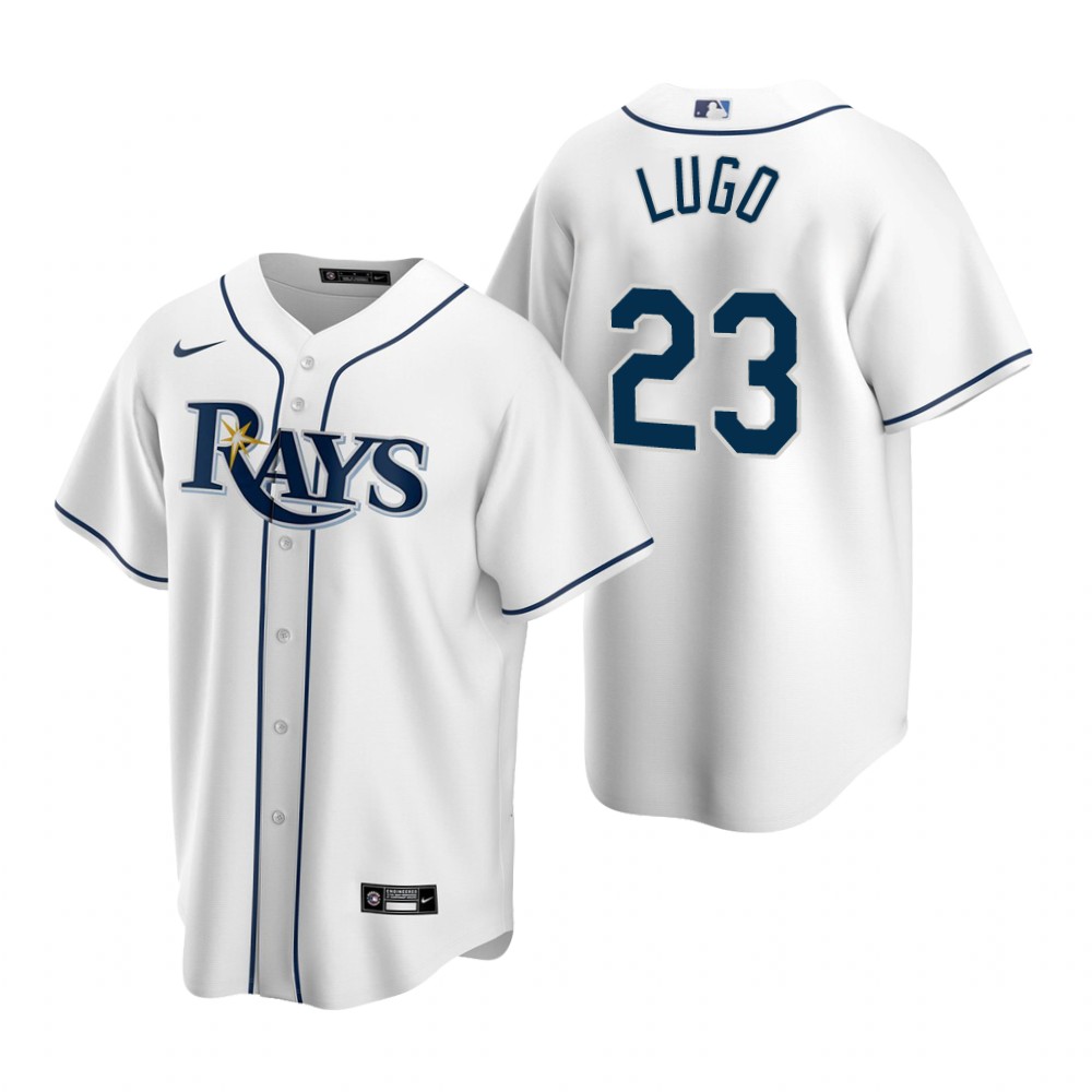 Men's Tampa Bay Rays Retired Player #23 Julio Lugo Nike White Jersey