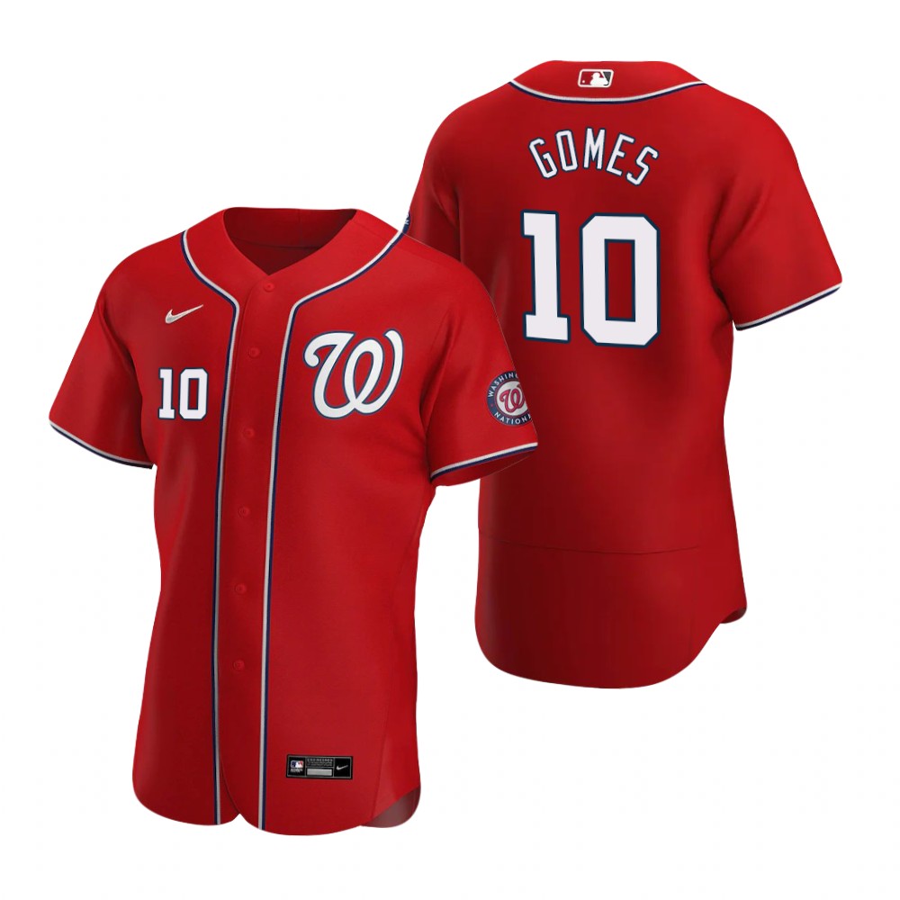 Men's Washington Nationals #10 Yan Gomes Nike Scarlet Alternate Flexbase Jersey