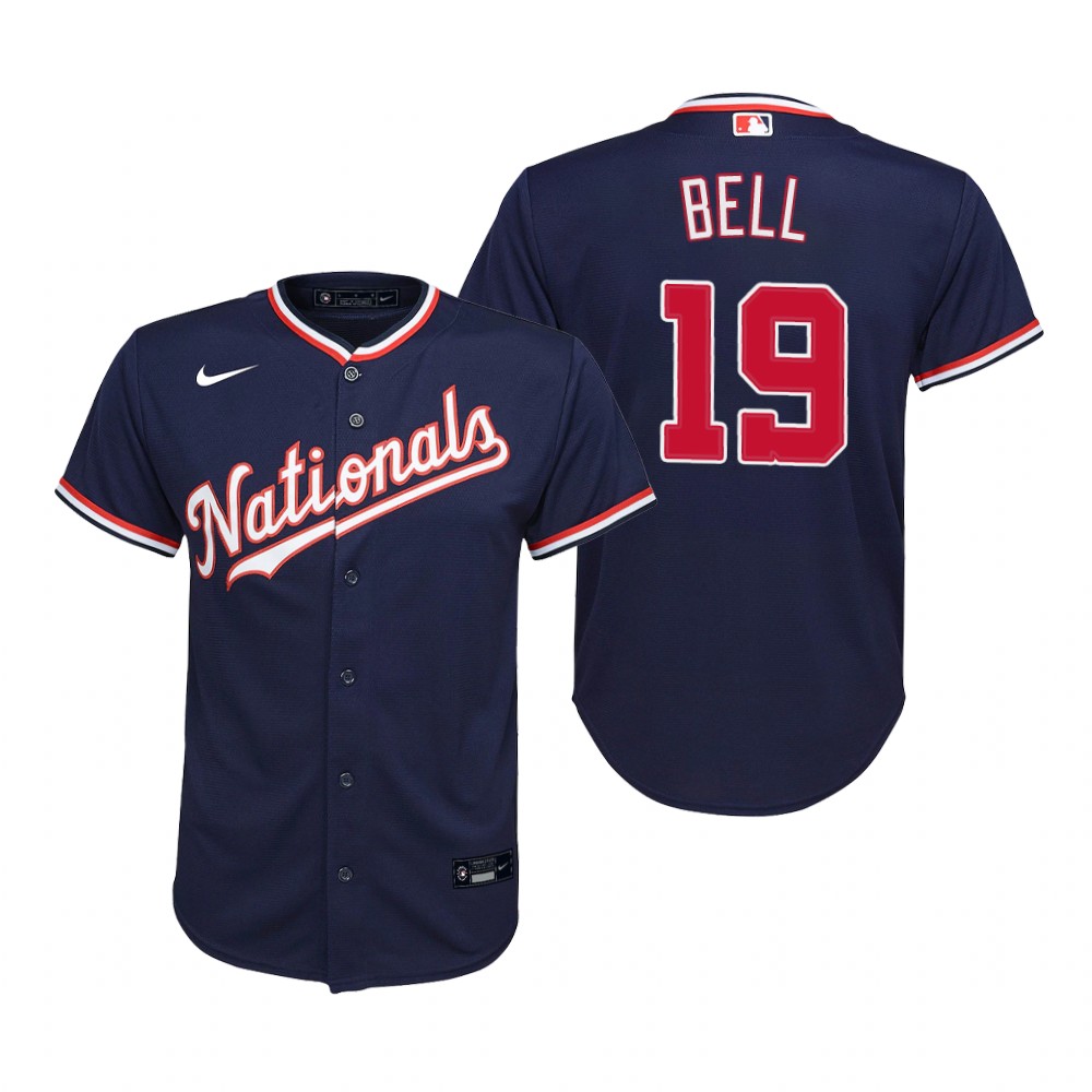 Youth Washington Nationals #19 Josh Bell Nike Navy Alternate Jersey
