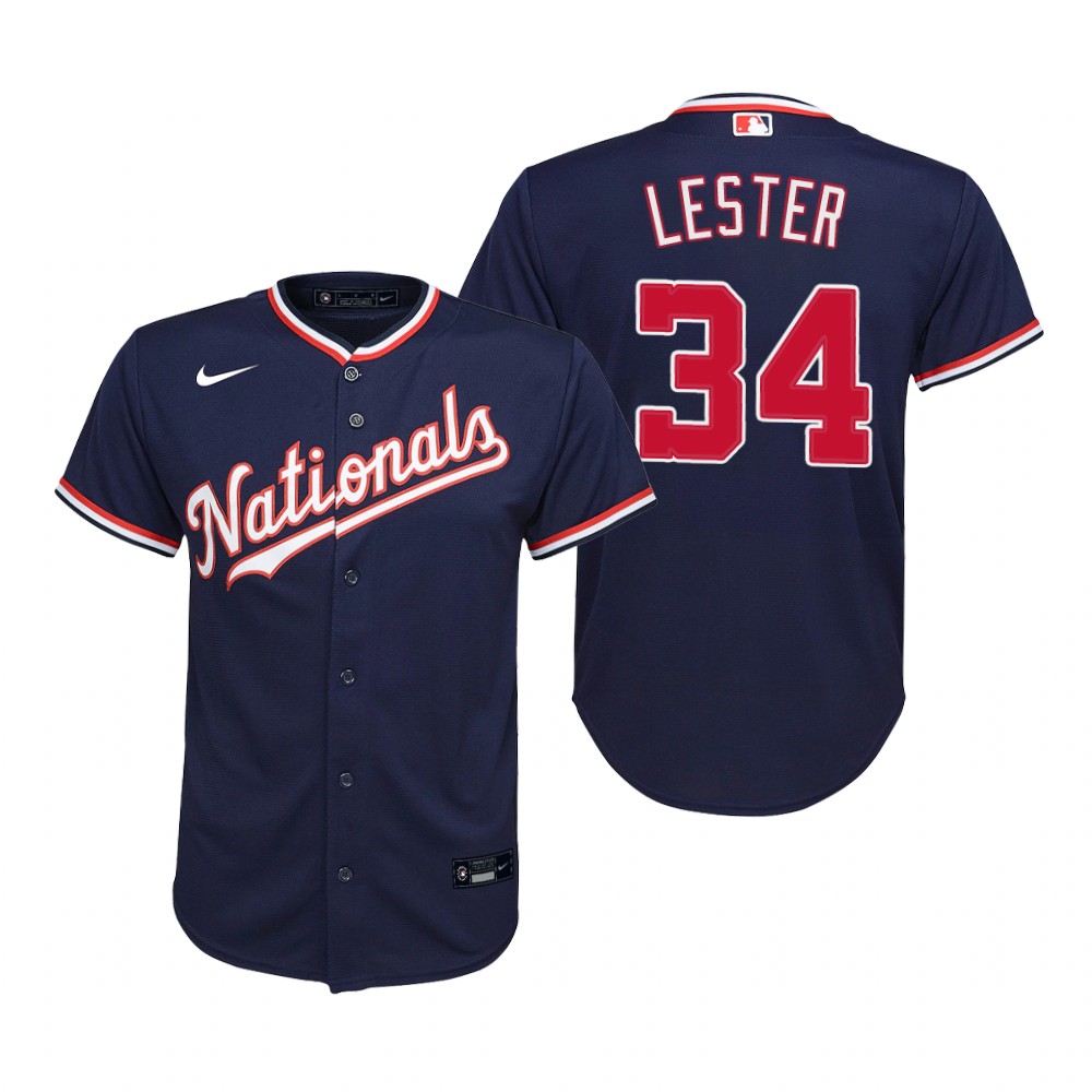 Youth Washington Nationals #34 Jon Lester Nike Navy Alternate Jersey