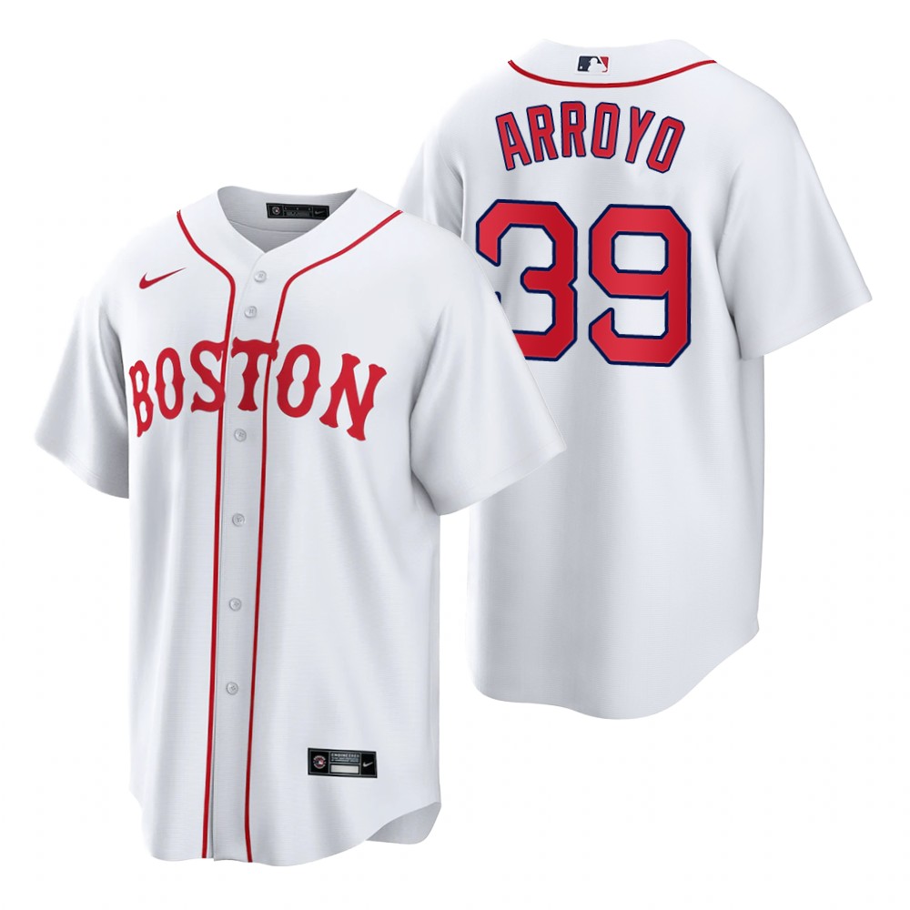 Mens Boston Red Sox #39 Christian Arroyo Nike White 2021 Patriots Day Jersey