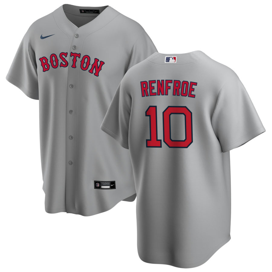 Mens Boston Red Sox #10 Hunter Renfroe Nike Road Grey Cool Base Jersey