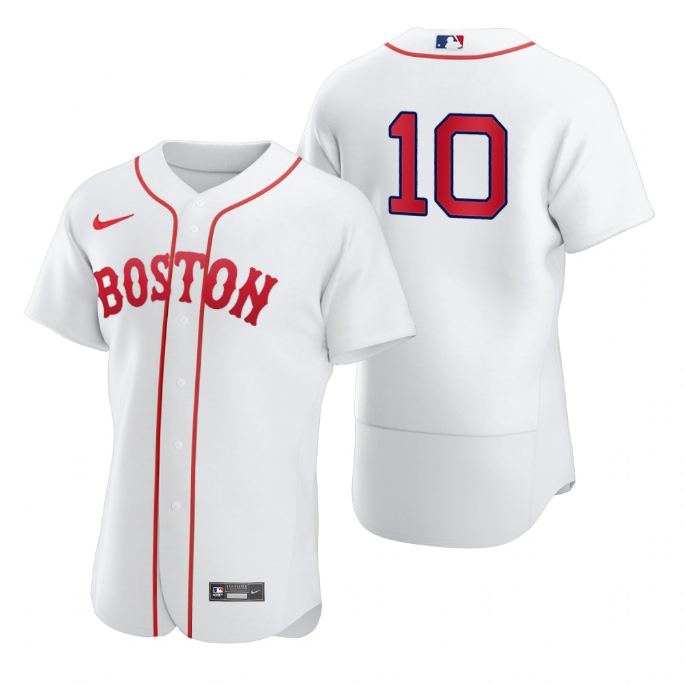 Mens Boston Red Sox #10 Hunter Renfroe Nike White 2021 Patriots Day Authentic Flex Base Jersey