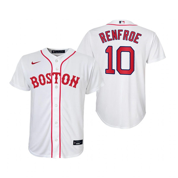 Youth Boston Red Sox #10 Hunter Renfroe Nike White 2021 Patriots Day Jersey