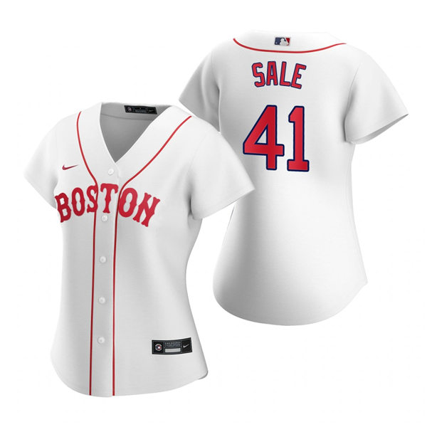 Womens Boston Red Sox #41 Chris Sale White 2021 Patriots Day Jersey
