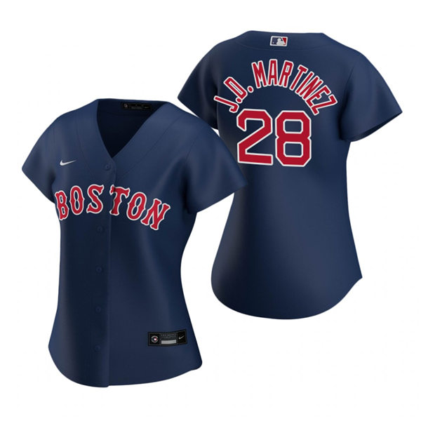 Womens Boston Red Sox #28 J.D. Martinez Nike Navy Alternate Jersey