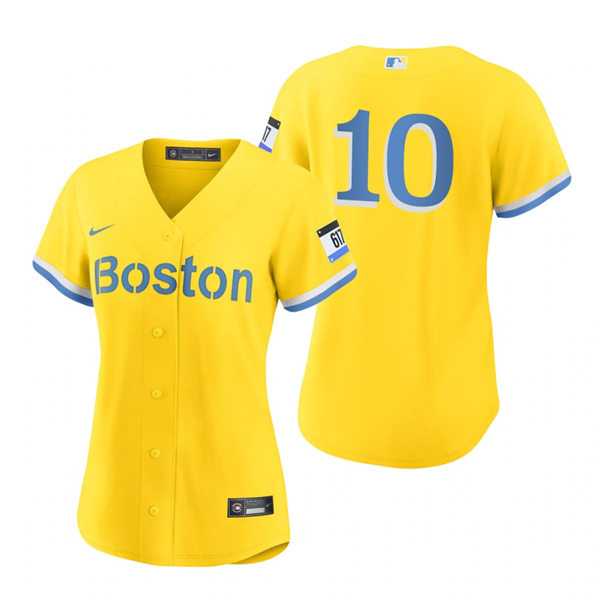 Womens Boston Red Sox #10 Hunter Renfroe Nike Yellow 2021 City Connect Jersey