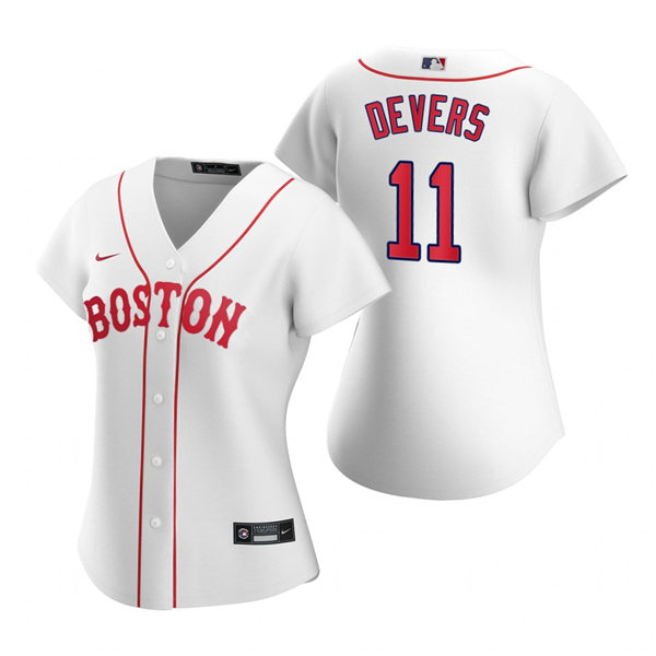 Womens Boston Red Sox #11 Rafael Devers Nike White 2021 Patriots Day Jersey