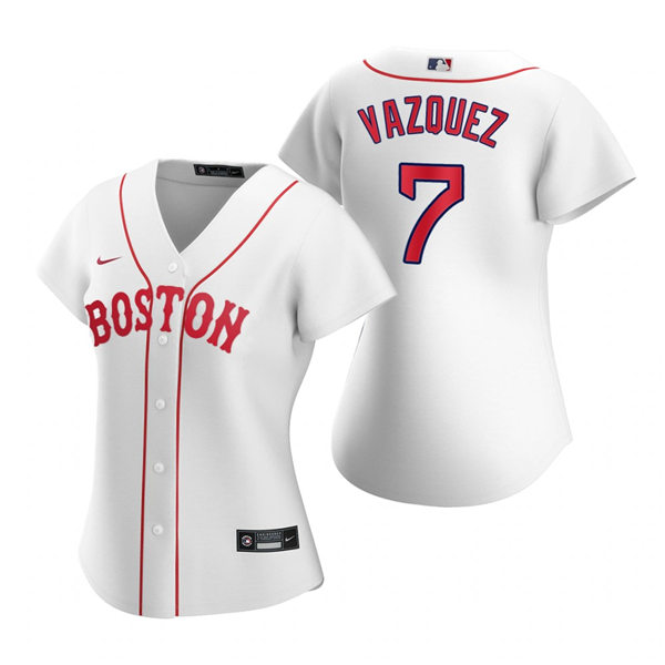 Womens Boston Red Sox #7 Christian Vazquez Nike White 2021 Patriots Day Jersey