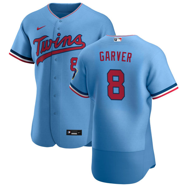 Mens Minnesota Twins #8 Mitch Garver Nike Powder Blue Alternate Flex Base Jersey