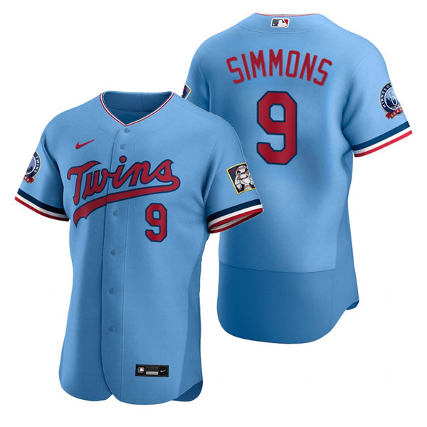 Mens Minnesota Twins #9 Andrelton Simmons Nike Powder Blue Alternate Flex Base Jersey