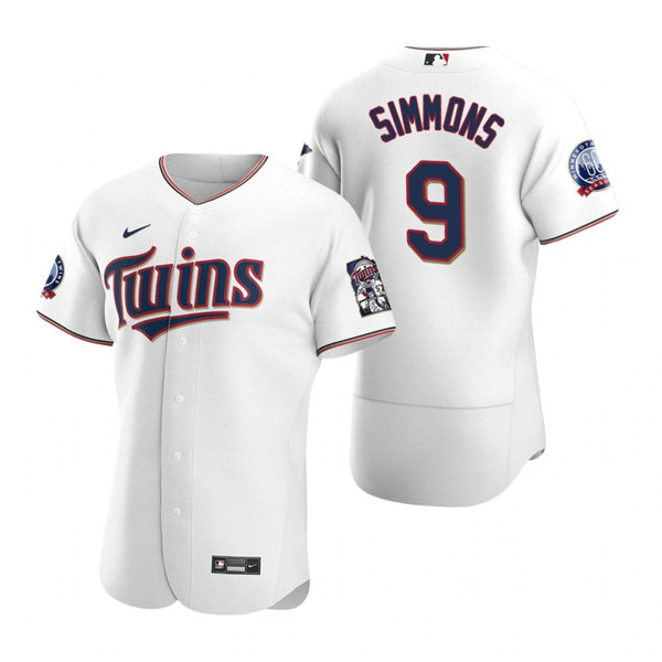 Mens Minnesota Twins #9 Andrelton Simmons Nike Home White Flex Base Jersey