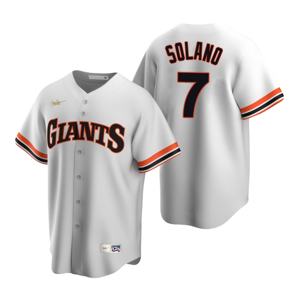 Mens San Francisco Giants #7 Donovan Solano Nike White Cooperstown Collection Jersey