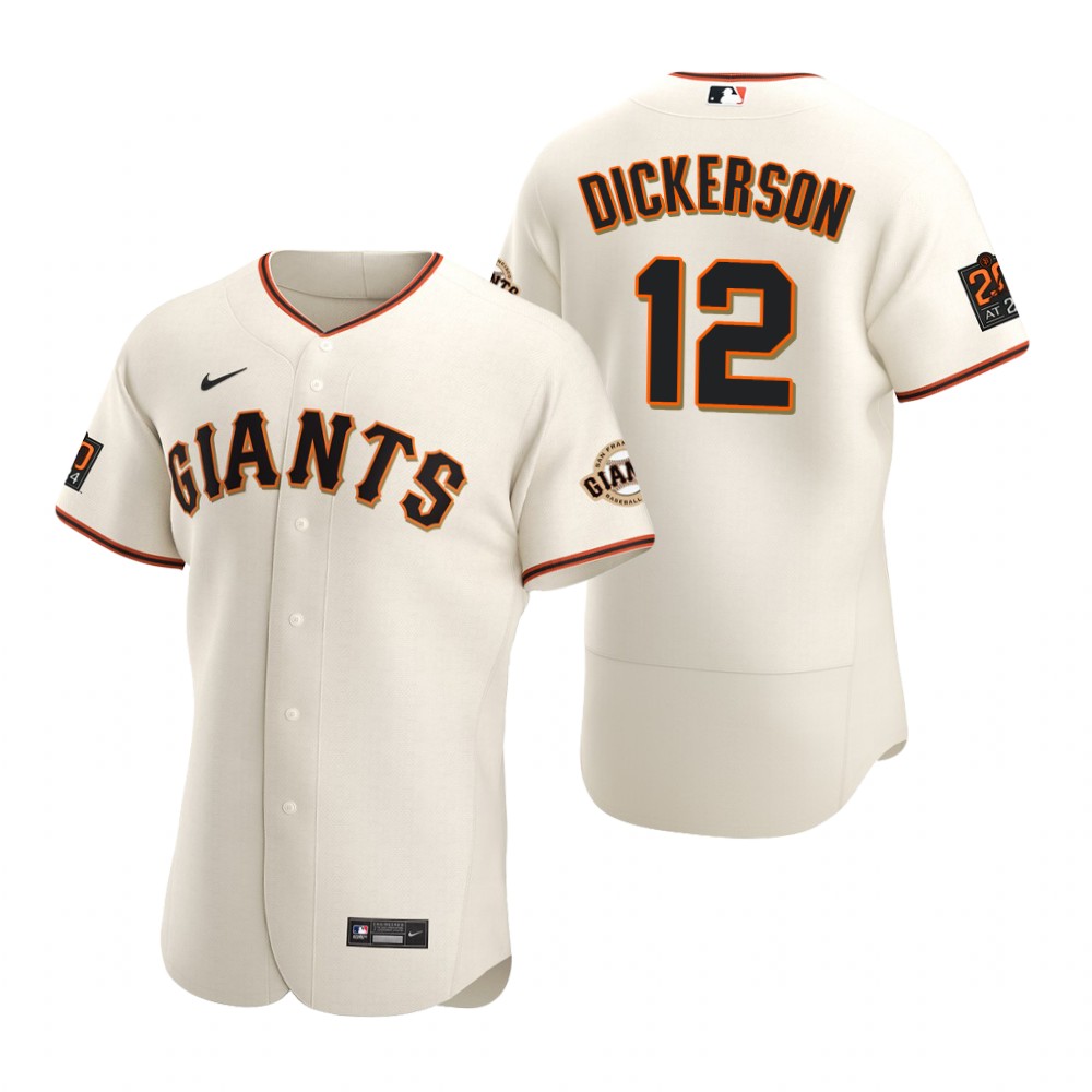 Mens San Francisco Giants #12 Alex Dickerson Nike Cream Home Flex Base Jersey