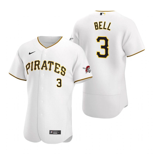 Mens Pittsburgh Pirates Retired Player #3 Jay Bell Nike White Home FlexBase Jersey