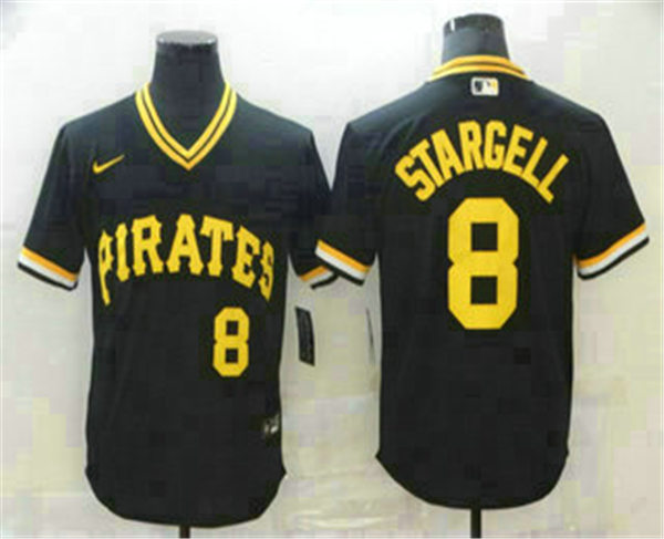 Mens Pittsburgh Pirates Retired Player #8 Willie Stargell Nike Black Pullover Cooperstown Collection Jersey