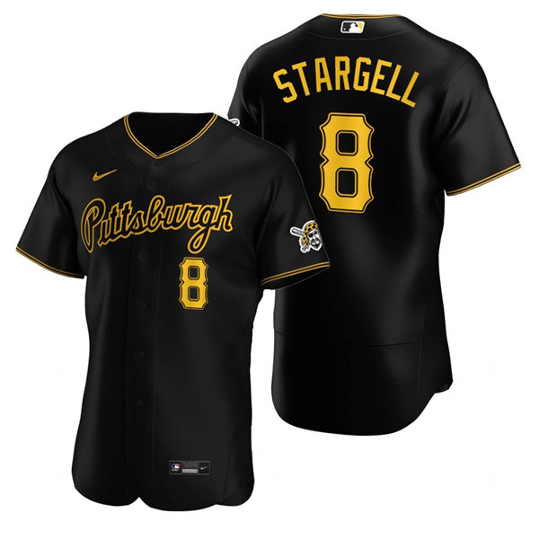 Mens Pittsburgh Pirates Retired Player #8 Willie Stargell Nike Black Alternate 2nd Pittsburgh FlexBase Jersey