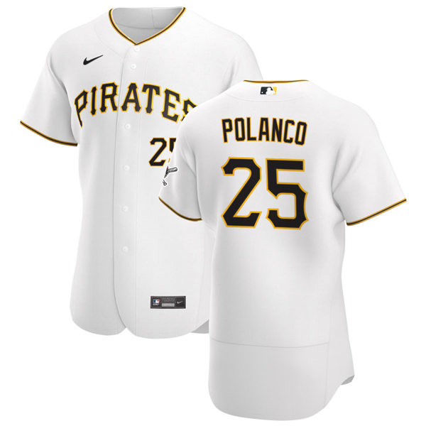 Mens Pittsburgh Pirates #25 Gregory Polanco Nike White Home FlexBase Jersey