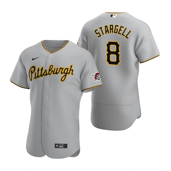 Mens Pittsburgh Pirates Retired Player #8 Willie Stargell Nike Gray Road FlexBase Jersey Mens Pittsburgh Pirates Retired Player #8 Willie Stargell Nike Gray Road FlexBase Jersey