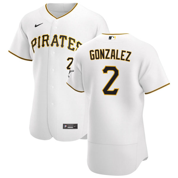 Mens Pittsburgh Pirates #2 Erik Gonzalez Nike White Home FlexBase Jersey