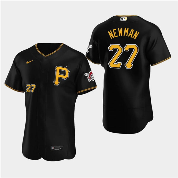 Mens Pittsburgh Pirates #27 Kevin Newman Nike Black Alternate Team Logo P FlexBase Jersey