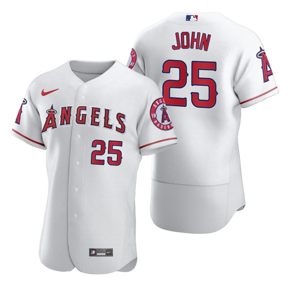 Mens Los Angeles Angels Retired Player #25 Tommy John Nike White Authentic Jersey