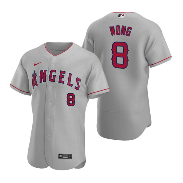 Men's Los Angeles Angels #8 Kean Wong Nike Gray Road Flex Base Jersey Men's Los Angeles Angels #8 Kean Wong Nike Gray Road Flex Base Jersey