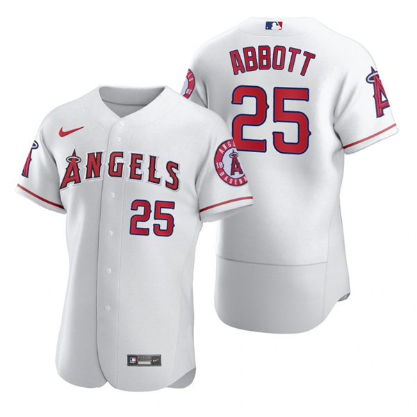 Mens Los Angeles Angels Retired Player #25 Jim Abbott Nike White Authentic Jersey Mens Los Angeles Angels Retired Player #25 Jim Abbott Nike White Authentic Jersey