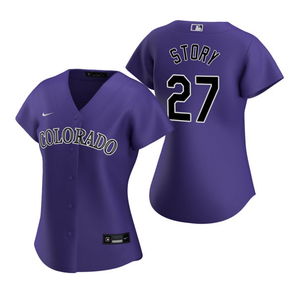 Womens Colorado Rockies #27 Trevor Story Nike Purple Stitched MLB Cool Base Jersey