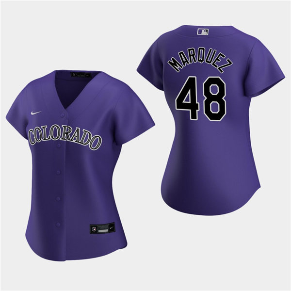 Womens Colorado Rockies #48 German Marquez Nike Purple Stitched MLB Cool Base Jersey