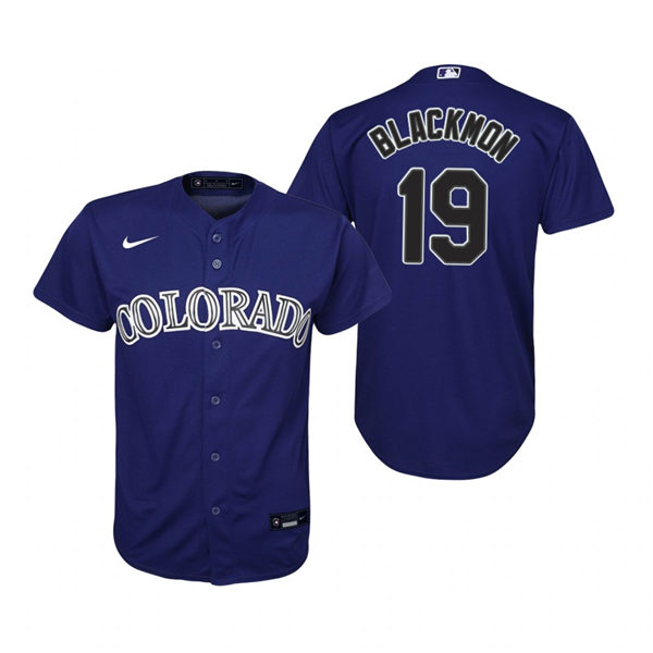 Youth Colorado Rockies #19 Charlie Blackmon Stitched Nike Purple Jersey