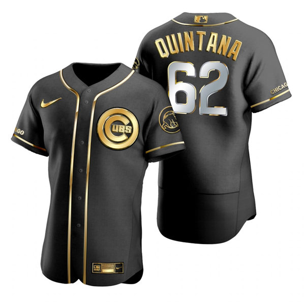 Mens Chicago Cubs #62 Jose Quintana Nike Black Golden Edition Stitched Jersey