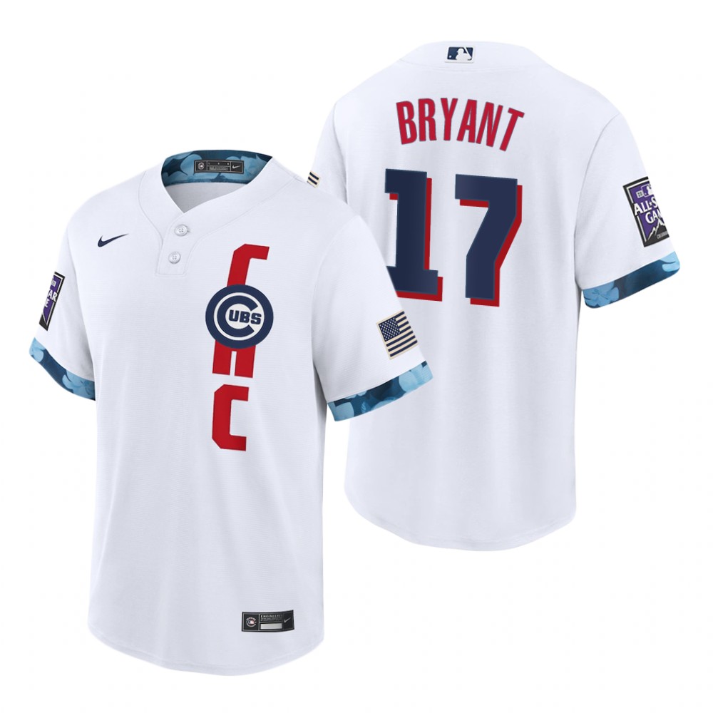 Mens Chicago Cubs #17 Kris Bryant Stitched White 2021 MLB All-Star Game Jersey
