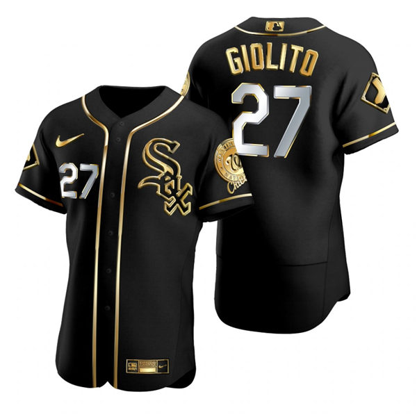 Mens Chicago White Sox #27 Lucas Giolito Nike Black Golden Edition Stitched Jersey