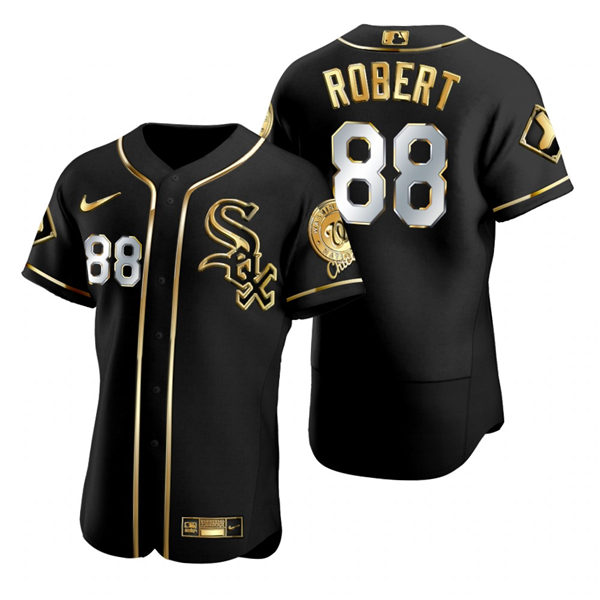 Mens Chicago White Sox #88 Luis Robert Nike Black Golden Edition Stitched Jersey