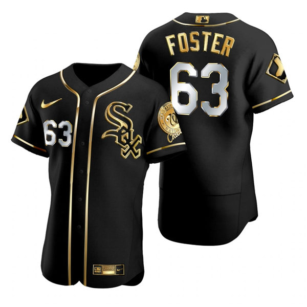 Mens Chicago White Sox #63 Matt Foster Nike Black Golden Edition Stitched Jersey