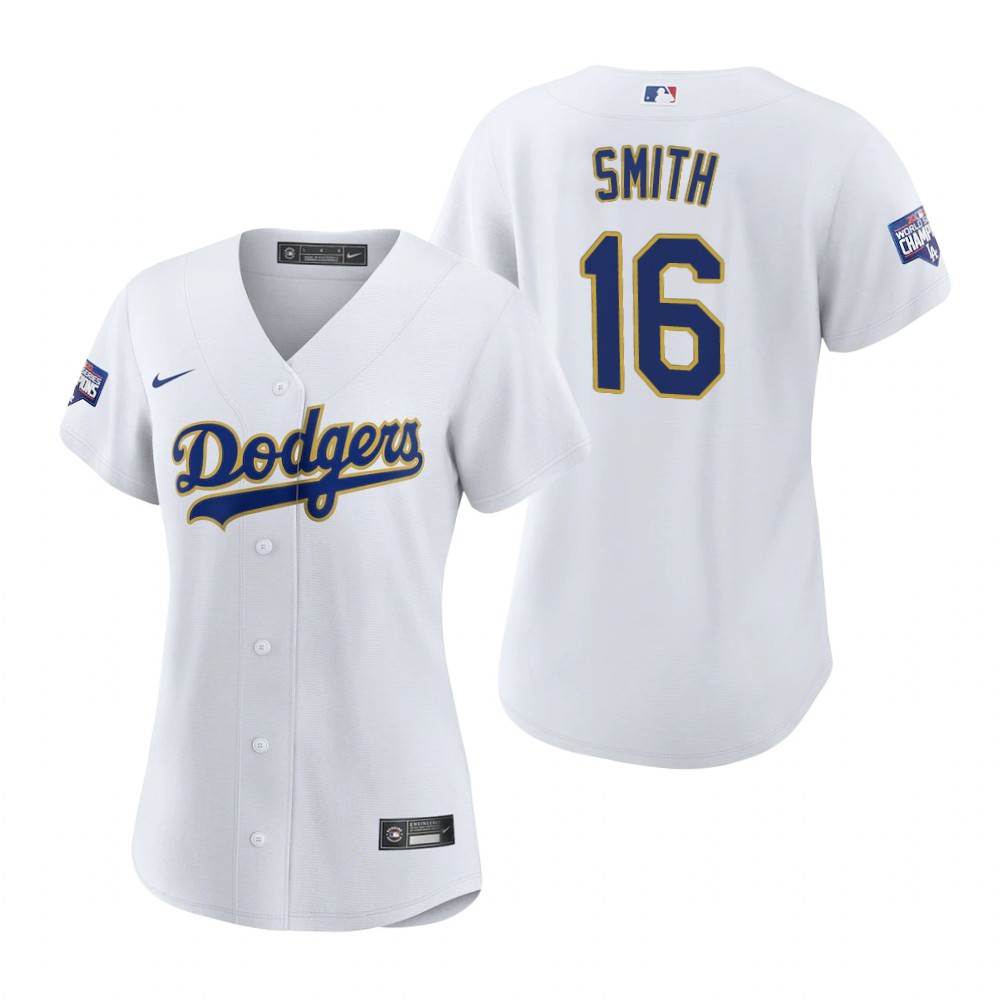 Womens Los Angeles Dodgers #Will Smith Nike White Gold 2021 Gold Program Player Jersey