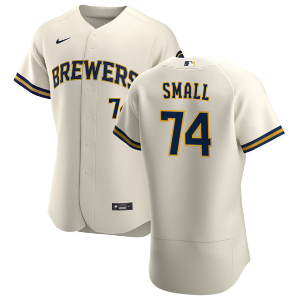 Mens Milwaukee Brewers #74 Ethan Small Nike Cream Home FlexBase Jersey