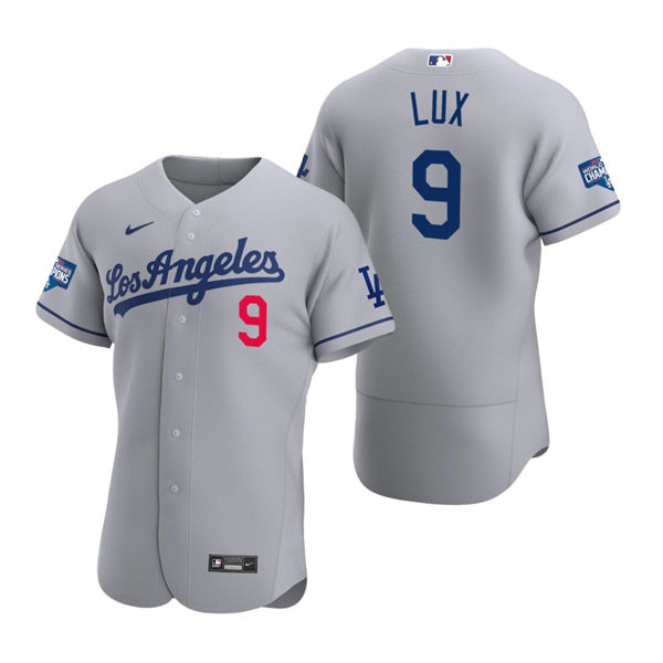 Mens Los Angeles Dodgers #9 Gavin Lux Grey Los Angeles Nike FlexBase Jersey
