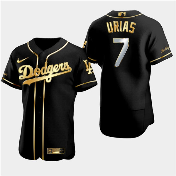 Mens Los Angeles Dodgers #7 Julio Urias Nike Black Golden Edition Stitched Jersey