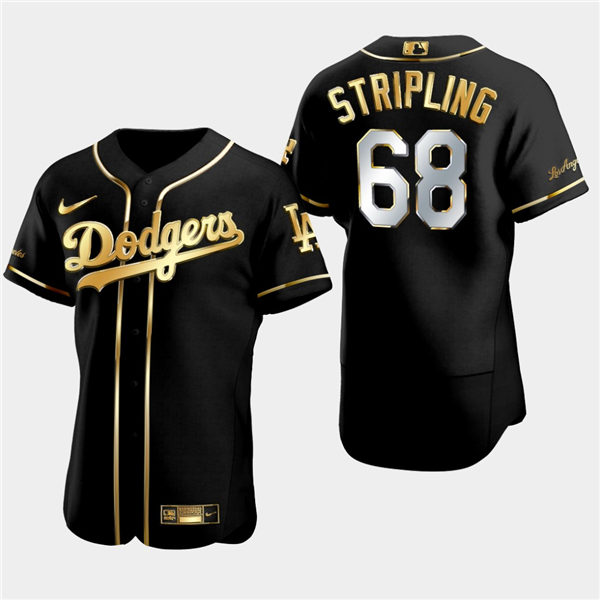 Mens Los Angeles Dodgers #68 Ross Stripling Nike Black Golden Edition Stitched Jersey