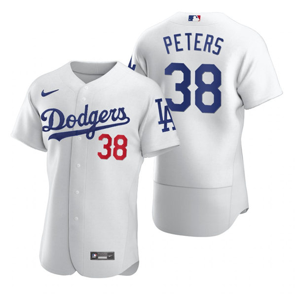 Mens Los Angeles Dodgers #38 DJ Peters Nike White Home FlexBase Jersey