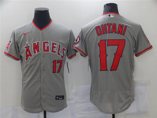 Mens Los Angeles Angels #17 Shohei Ohtani Nike Gray Road FlexBase Jersey