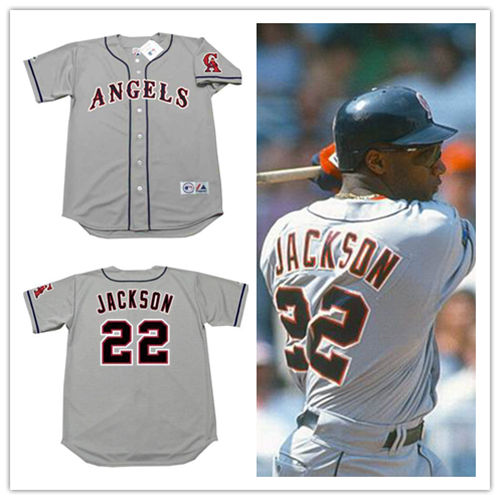 Mens California Angels #22 BO JACKSON 1994 Grey Away Majestic Throwback Cooperstown Jersey