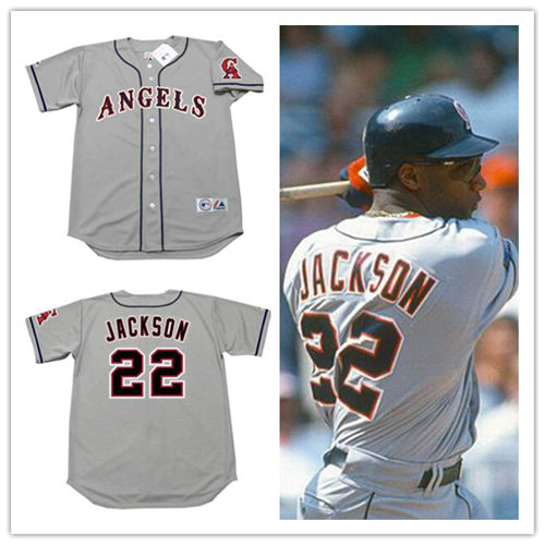 Mens California Angels #22 BO JACKSON 1994 Grey Away Majestic Throwback Cooperstown Jersey Mens California Angels #22 BO JACKSON 1994 Grey Away Majestic Throwback Cooperstown Jersey