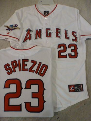 Mens Anaheim Angels #23 SCOTT SPIEZIO White Stitched 2002 WORLD SERIES Jersey Mens Anaheim Angels #23 SCOTT SPIEZIO White Stitched 2002 WORLD SERIES Jersey