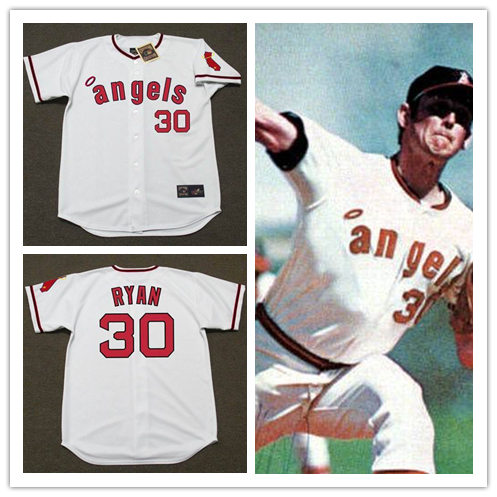 Mens California Angels #30 NOLAN RYAN 1972 White Majestic Cooperstown Throwback Jersey