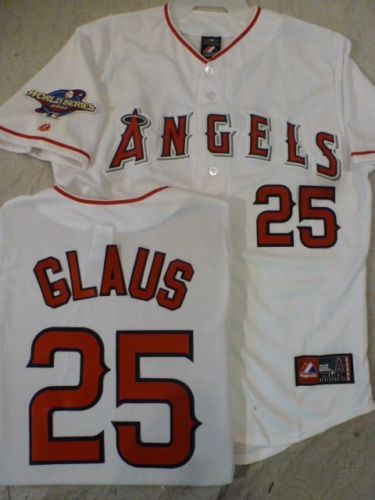 Mens Anaheim Angels #25 TROY GLAUS White Stitched 2002 WORLD SERIES Jersey Mens Anaheim Angels #25 TROY GLAUS White Stitched 2002 WORLD SERIES Jersey